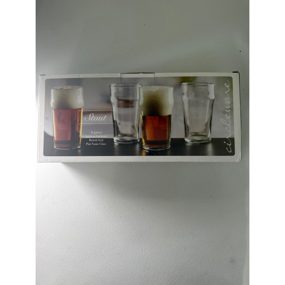 Circleware Stout 4 Piece 19.27 oz Authentic British Style Pint Nonic Glass Set